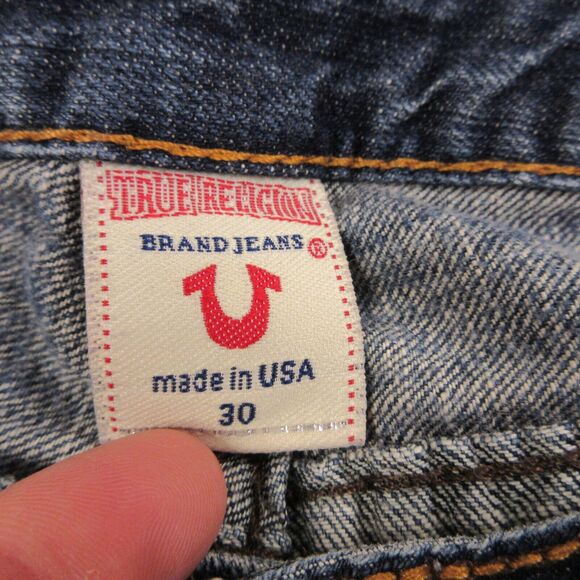 True Religion‎ Women Joey Big T Stitch Jeans size 30 x 29 Flare Bootcut Low Rise - Picture 3 of 12